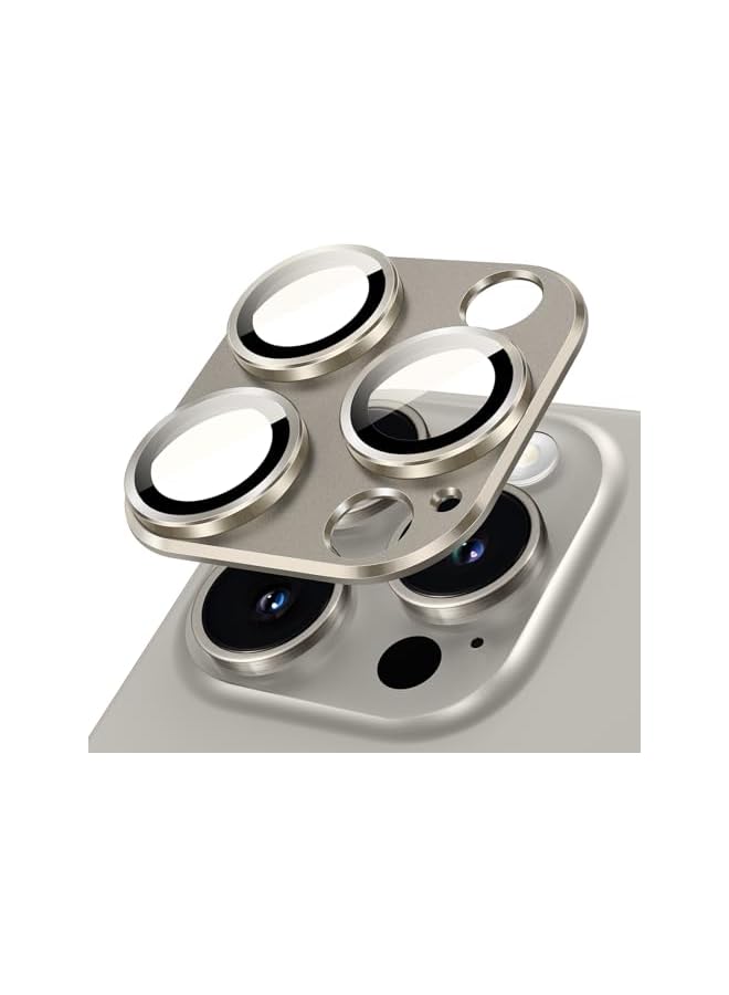 JETech Camera Lens Protector for iPhone 15 Pro 6.1-Inch and iPhone 15 Pro Max 6.7-Inch, Full Coverage 9H Tempered Glass Ring Cover, Matte Metal Plate, Case Friendly, 1-Pack (Natural Titanium) - Image 1