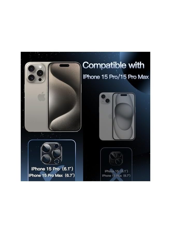 JETech Camera Lens Protector for iPhone 15 Pro 6.1-Inch and iPhone 15 Pro Max 6.7-Inch, Full Coverage 9H Tempered Glass Ring Cover, Matte Metal Plate, Case Friendly, 1-Pack (Natural Titanium) - Image 2