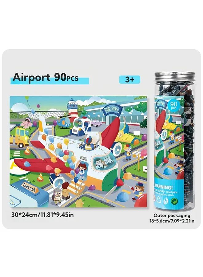 Airport Theme Puzzle Toy 90 Pieces For Parent Child Interaction And Logical Thinking - Image 1