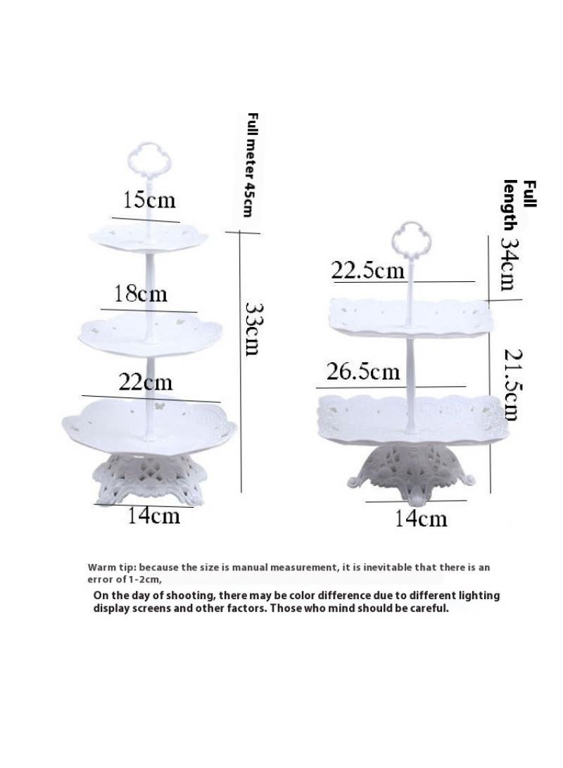Bluejw 6-Piece Cake Dim Sum Tray Shelf Set Plastic Cake Stands Set White - Image 5
