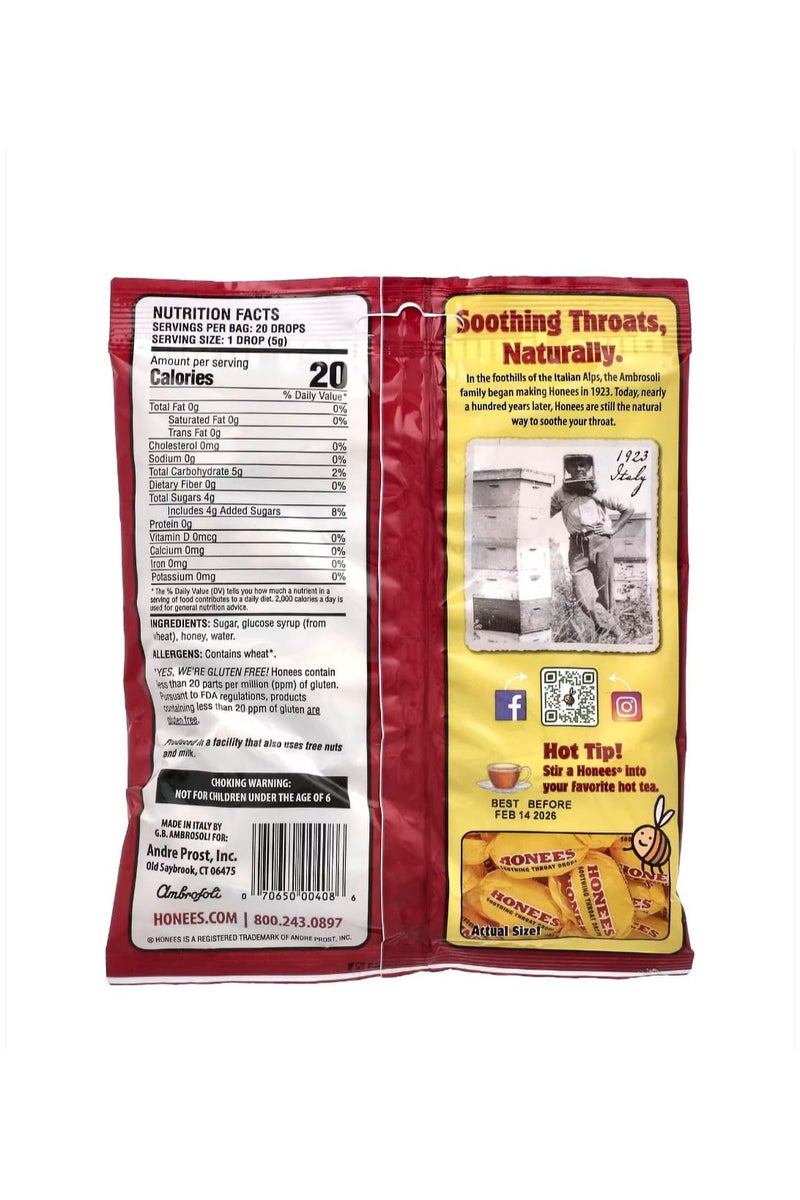 Honees Soothing Throat Drops Honey 20 King Size Drops 3.5 oz (100 g) - Image 2