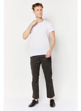 DeFacto Men Regular Fit Textured Chino Pants, Dark Grey  - Image 3