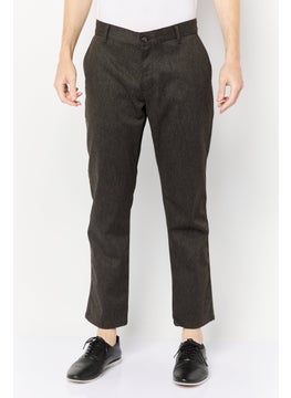 DeFacto Men Regular Fit Textured Chino Pants, Dark Grey  - Image 1