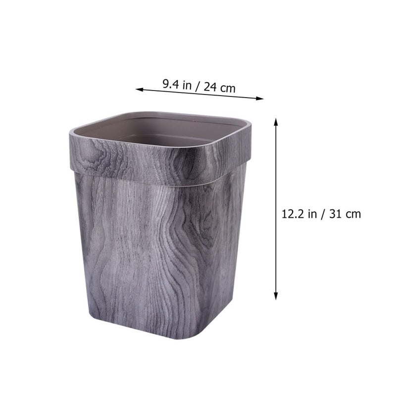 Daily use improved quality Gatuida Square Wastebasket Garbage Storage Bin Plastic Grey Wood Grain Kitchen Trash Can Household Storage Container for Bathroom Office Use Wide daily application - Image 2