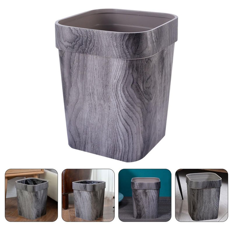 Daily use improved quality Gatuida Square Wastebasket Garbage Storage Bin Plastic Grey Wood Grain Kitchen Trash Can Household Storage Container for Bathroom Office Use Wide daily application - Image 5