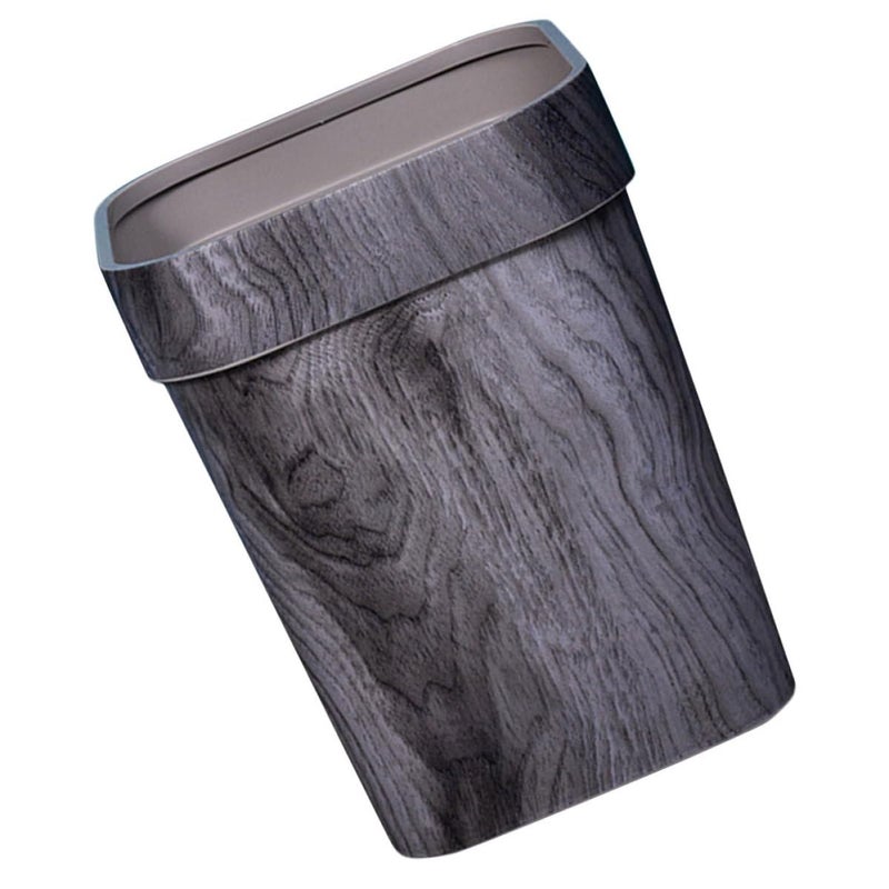 Daily use improved quality Gatuida Square Wastebasket Garbage Storage Bin Plastic Grey Wood Grain Kitchen Trash Can Household Storage Container for Bathroom Office Use Wide daily application - Image 1
