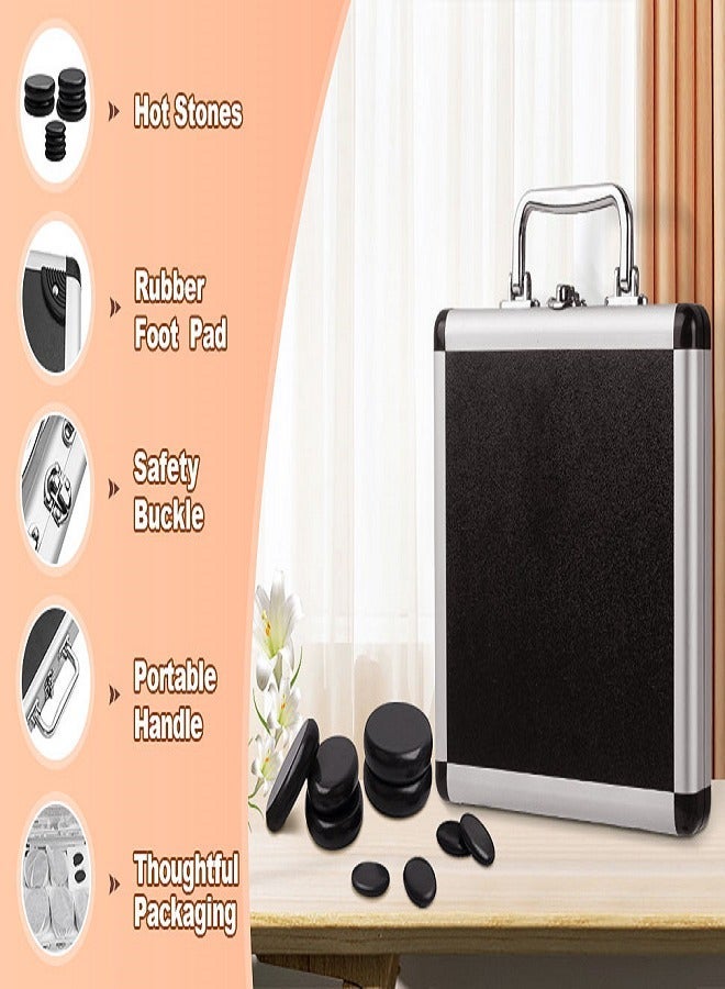 general Hot Stones Massage Set with Warmer 9Pcs Hot Stones Massage Set with Heater Portable Hot Rocks Basalt Massage Stones Set with Warmer Kit for Home Spa Warming Therapy Relax - Image 3