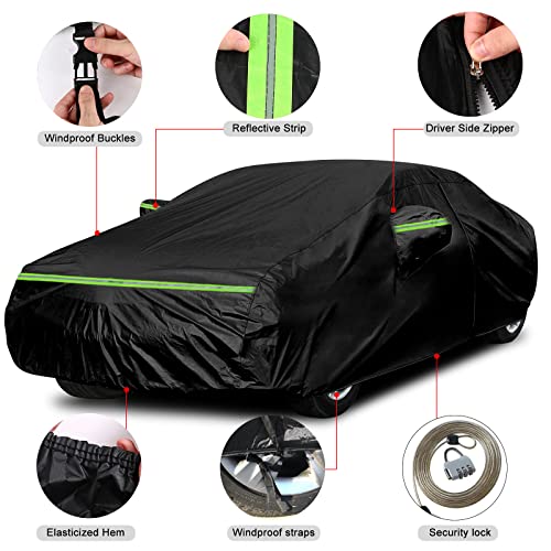 SPORTULI Waterproof Car Cover Replace for 1994-2004 Ford Mustang, 6 Layers All Weather Custom-Fit Mustang Full Car Covers with Zipper Door for Snow Rain Dust Hail Protection (1994-2004) - Image 3