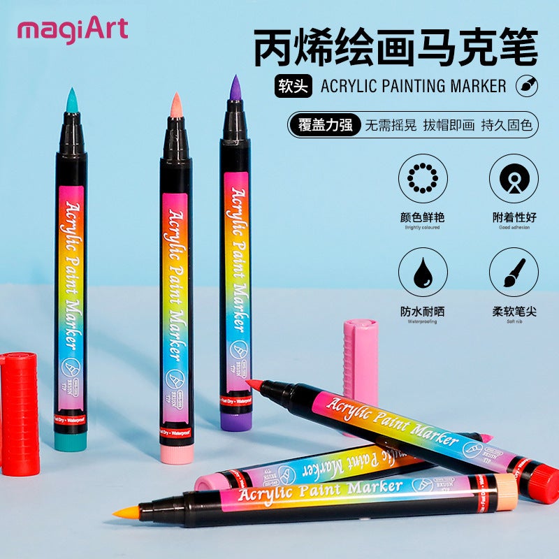 Someiqi Acrylic Marker Set – 12 Color Soft-Head Graffiti Pens for DIY and Ceramic Art - Image 3
