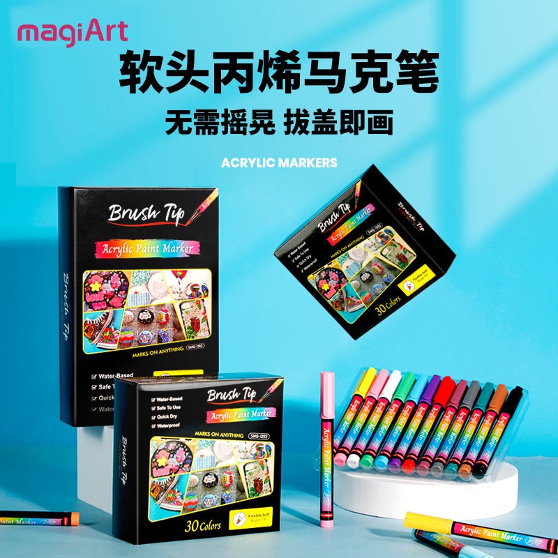 Someiqi Acrylic Marker Set – 12 Color Soft-Head Graffiti Pens for DIY and Ceramic Art - Image 2