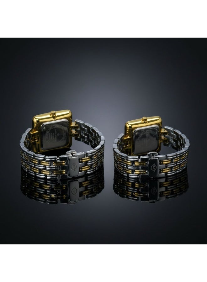 Royal Force Elara Square Duo Couple Watch Set RF2501 – Luxury Gold & Silver Stainless Steel Analog Watches for Men & Women - Image 5