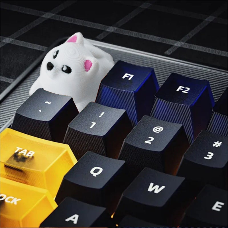 Matted White Shiba Inu Keycap Pbt Two Tone Injection Molded Mechanical Keyboard Keycap Oem Profile For Gaming Characters Never Wear Off Wear Resistant Oil Repellent Esports Gaming Accessories - Image 1