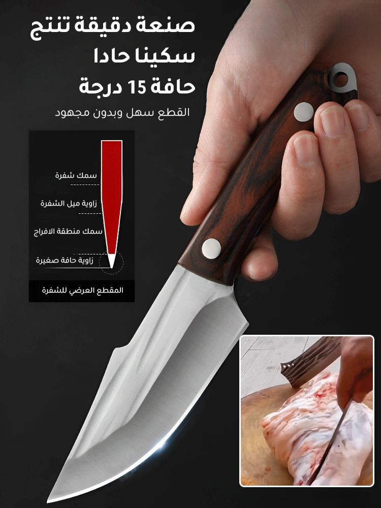 ساطور خارجي مصنوع يدويًا سميك حاد للشواء والتخييم مع غمد جلدي - فولاذ مقاوم للصدأ - Image 3