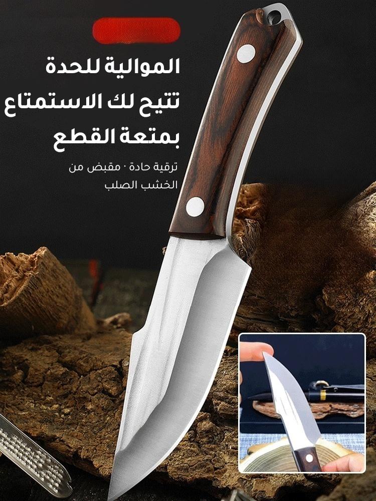 ساطور خارجي مصنوع يدويًا سميك حاد للشواء والتخييم مع غمد جلدي - فولاذ مقاوم للصدأ - Image 2
