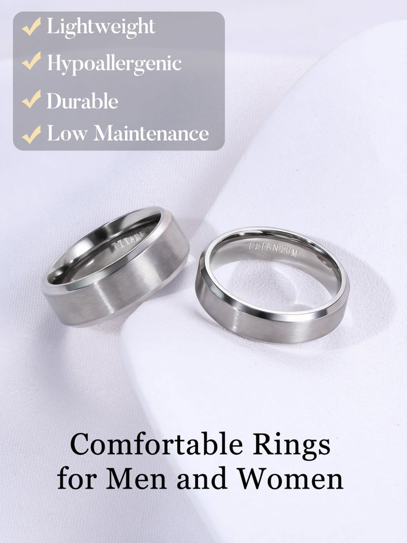 Jstyle خاتم زفاف تيتانيوم للرجال من Jstyle - 8 مم خواتم زفاف خفيفة الوزن مضادة للحساسية مع سطح مصقول وحواف مصقولة مقاس 10 فضي - Image 2