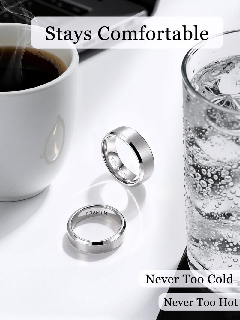 Jstyle خاتم زفاف تيتانيوم للرجال من Jstyle - 8 مم خواتم زفاف خفيفة الوزن مضادة للحساسية مع سطح مصقول وحواف مصقولة مقاس 10 فضي - Image 4