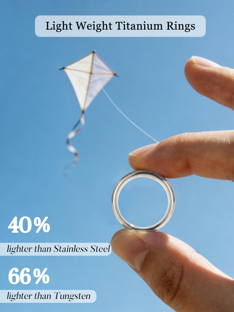 Jstyle خاتم زفاف تيتانيوم للرجال من Jstyle - 8 مم خواتم زفاف خفيفة الوزن مضادة للحساسية مع سطح مصقول وحواف مصقولة مقاس 10 فضي - Image 3