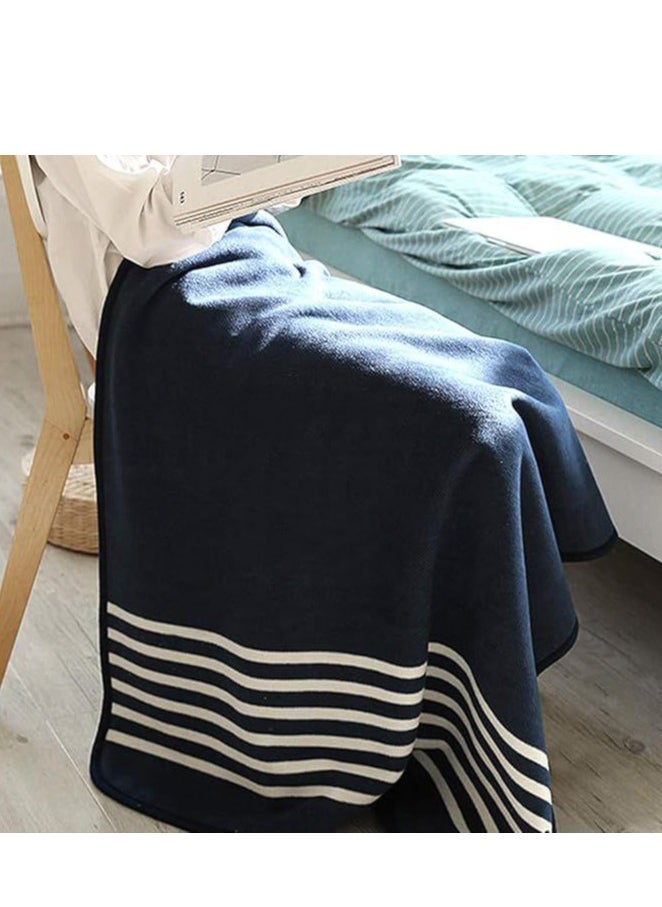 Generic - Fleece Wearable Blanket, Plaid Lap Blanket Comfy Poncho Throw with Buttons for Bed Sofa Office, (Blue-White) - Image 1