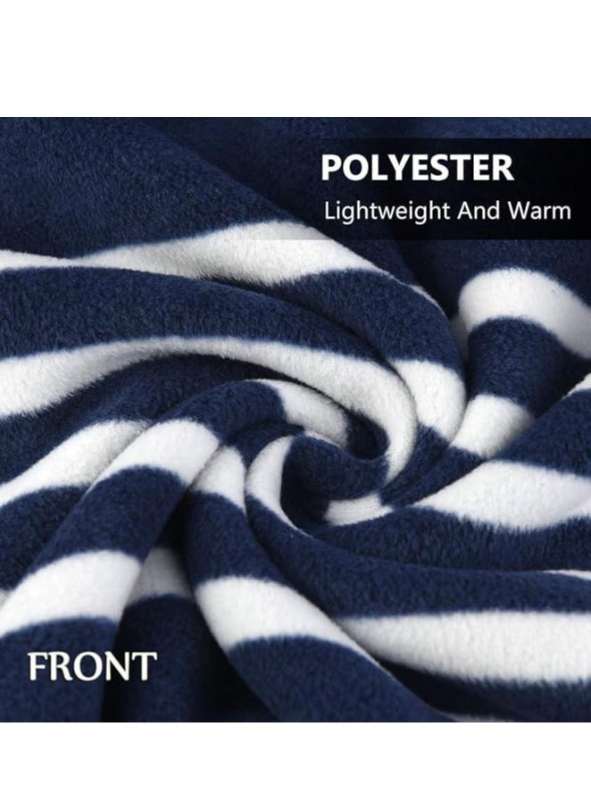 Generic - Fleece Wearable Blanket, Plaid Lap Blanket Comfy Poncho Throw with Buttons for Bed Sofa Office, (Blue-White) - Image 1