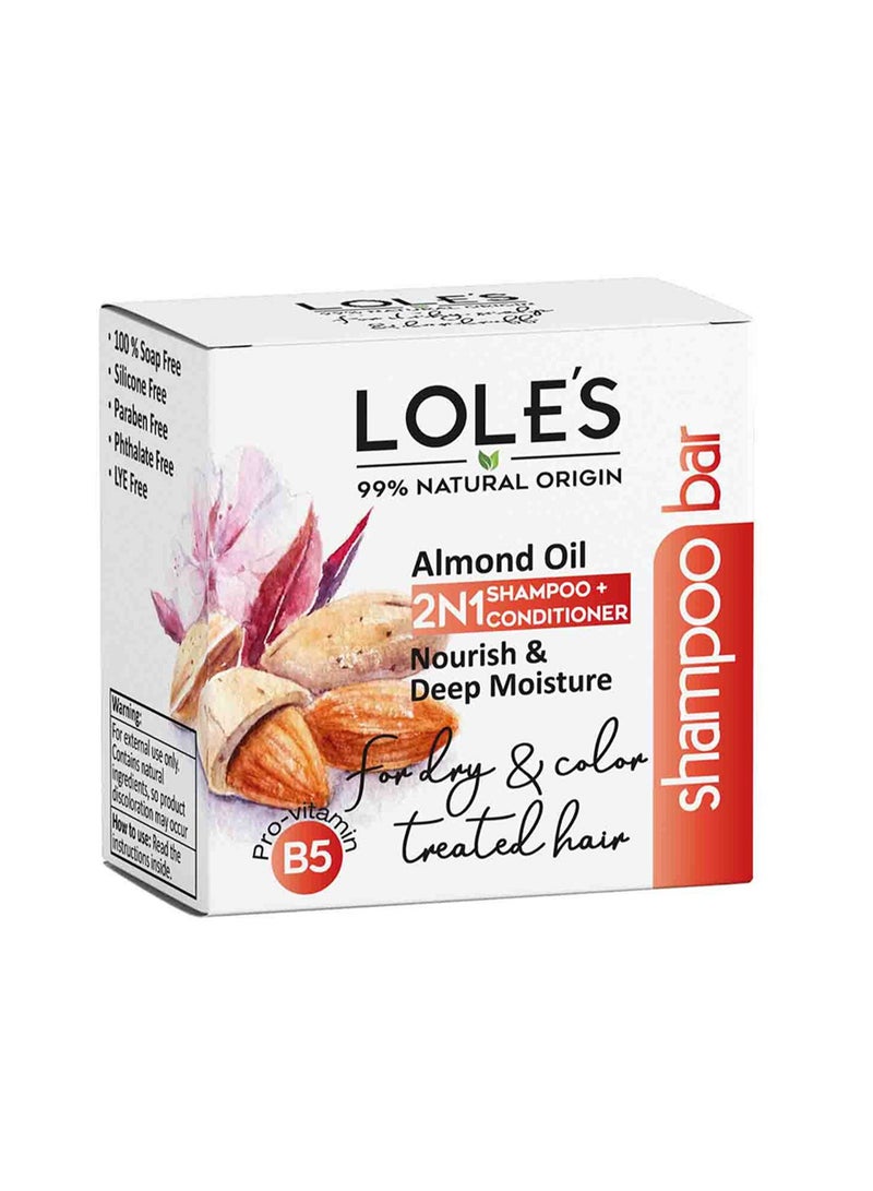 LOLE'S Shampoo Bar and Conditioner 2in1 with Almond Oil for Nourish & Deep Moisture, Moisturizes & Cleans Scalp, Travel Shampoo, Silicone Free, 100g - Image 2