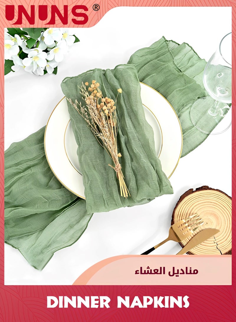 UNUNS 6-Piece Cloth Napkins,20 x 20 Inch Gauze Napkin Vintage Boho Cheesecloth Napkin Bulk For Party,Wedding,Reception,Bridal Shower Table Decorations,Green - Image 1