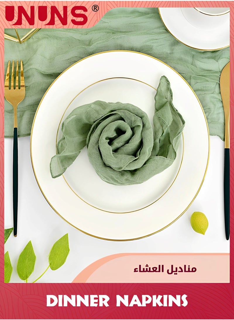 UNUNS 6-Piece Cloth Napkins,20 x 20 Inch Gauze Napkin Vintage Boho Cheesecloth Napkin Bulk For Party,Wedding,Reception,Bridal Shower Table Decorations,Green  - Image 4