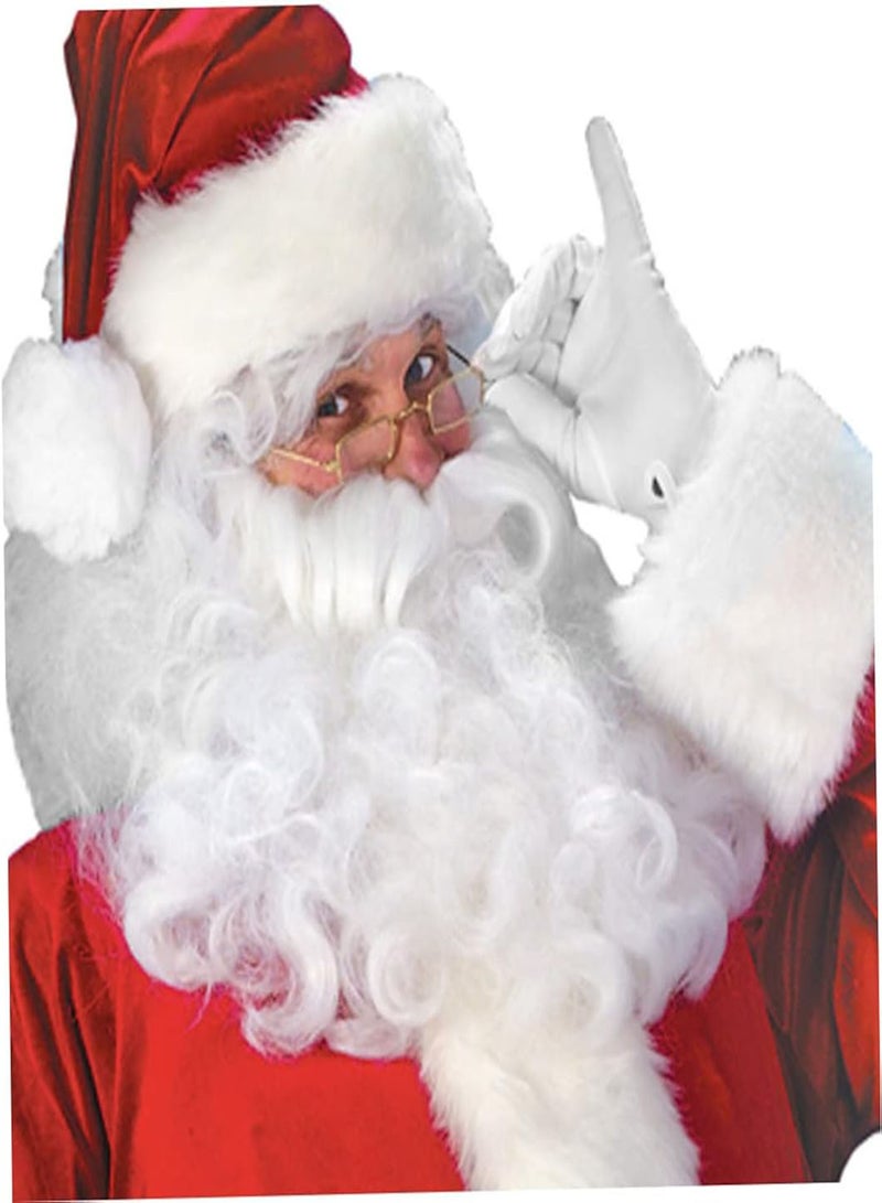 GGOOT Men Santa Claus Outfit Christmas Cosplay Costume White Beard Hat Top Trousers Belt Red L 5pcs, Santa Claus Outfit, Christmas Party Outfit, Xmas Cosplay Set  - Image 3