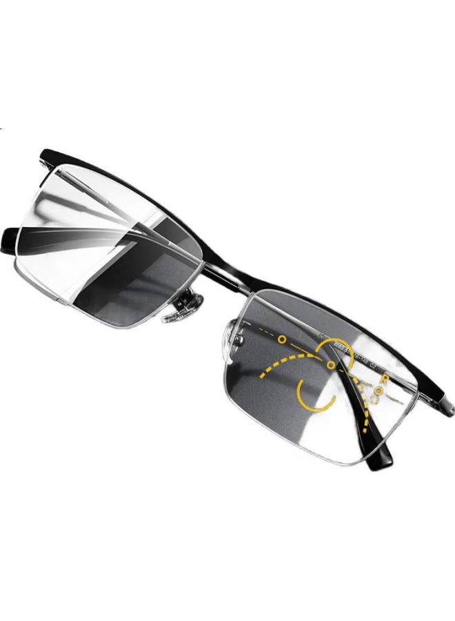 Caponi Imported Pure Titanium Reading Glasses Men Genuine Automatic Zooming Far And Near Dual-Use Ultra-Light Half-Frame Blue Light Blocking Glasses Women - Image 2