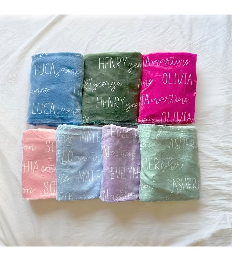 1pc Personalized Flannel Blanket Customizable with Name and Uploaded Text Fog Color 150x200cm 60x78 74in Soft Hypoallergenic Skin Friendly Material Cute Gift for Home Travel Office All Season Warm Throw - Image 2