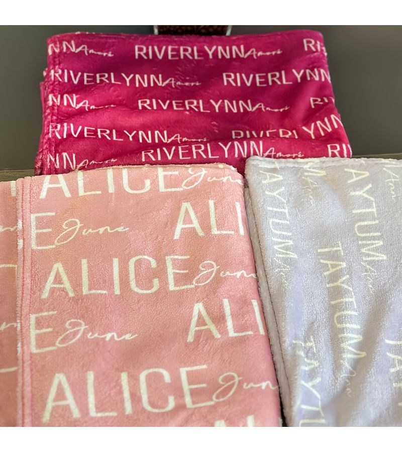 1pc Personalized Flannel Blanket Customizable with Name and Uploaded Text Fog Color 150x200cm 60x78 74in Soft Hypoallergenic Skin Friendly Material Cute Gift for Home Travel Office All Season Warm Throw - Image 5