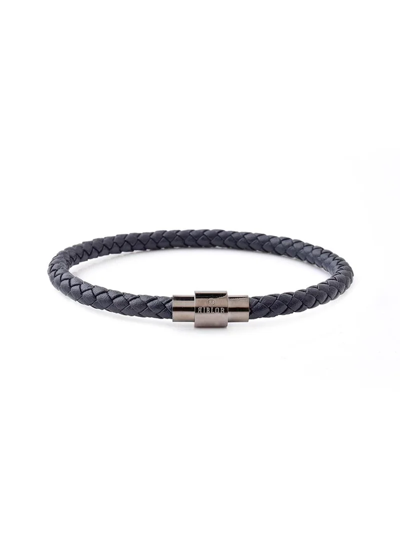 ريبلور Vittorio Leather Bracelet Navy Blue And Gunmetal Clasp