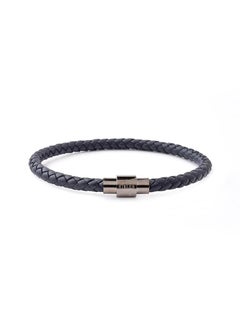 Riblor Vittorio Leather Bracelet Navy Blue And Gunmetal Clasp  - Image 1