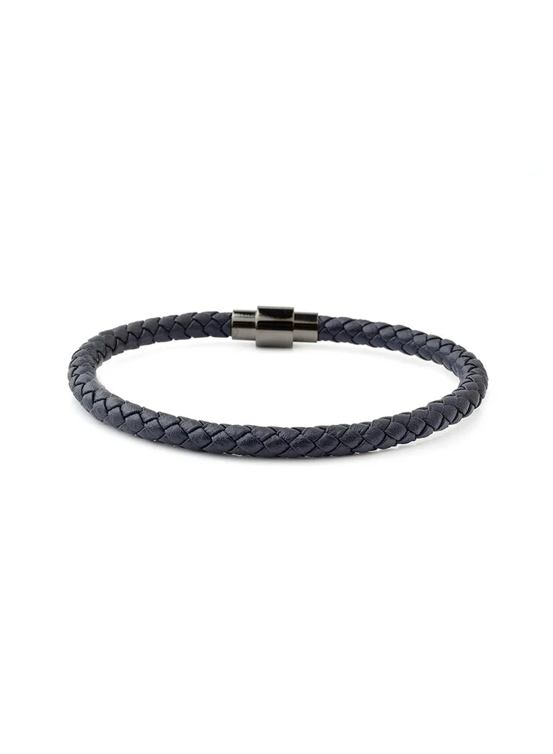 ريبلور Vittorio Leather Bracelet Navy Blue And Gunmetal Clasp