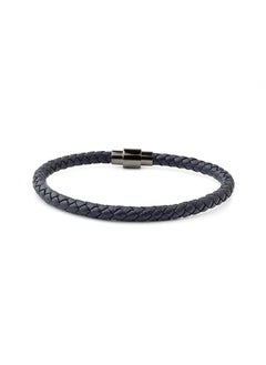 Riblor Vittorio Leather Bracelet Navy Blue And Gunmetal Clasp  - Image 2