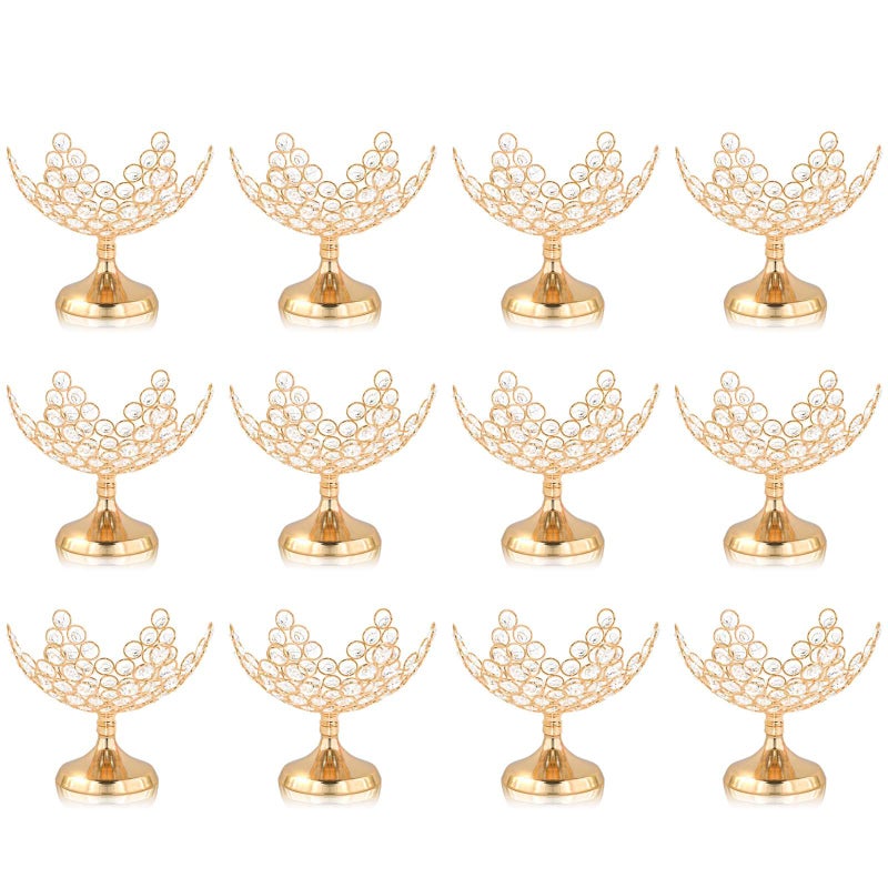 kolnlala Crystal Floral Candy Bowl - Elegant Metal Frame Centerpiece, Fruit Plate & Nut Tray for Home Decor, Holiday, Wedding, Party Table Decorations (12, Gold) - Image 1