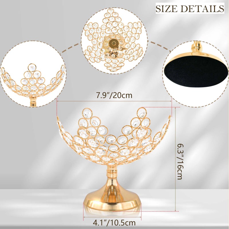 kolnlala Crystal Floral Candy Bowl - Elegant Metal Frame Centerpiece, Fruit Plate & Nut Tray for Home Decor, Holiday, Wedding, Party Table Decorations (12, Gold) - Image 2