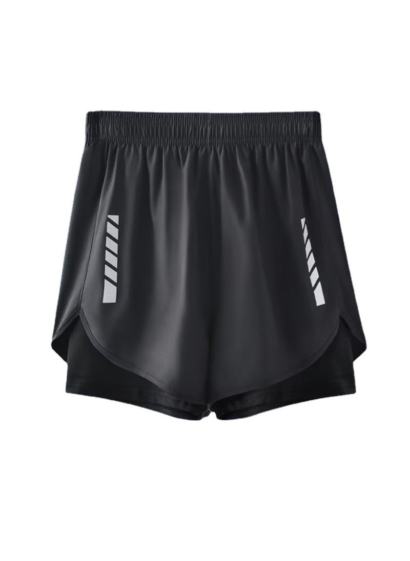 Generic - American sports shorts mens running cycling marathon quick-drying ice silk lining training fitness basketball three pants summer Gray - Image 1