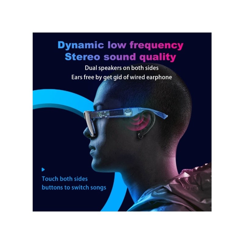 Meta V1 Smart Audio Glasses with TR90 Frame, Dual Speakers, AI Voice Assistant, Magnetic Charging, Waterproof IPX4 Blue - Image 5