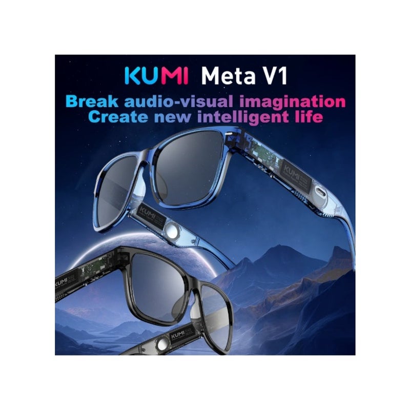 Meta V1 Smart Audio Glasses with TR90 Frame, Dual Speakers, AI Voice Assistant, Magnetic Charging, Waterproof IPX4 Blue - Image 4