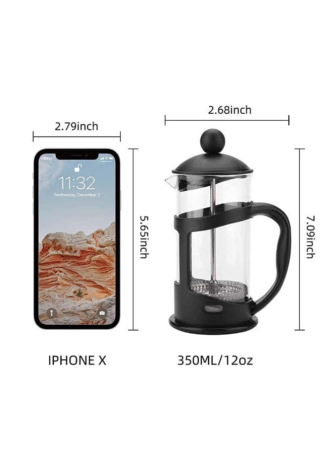 SOLARAE صانع قهوة فرنسي زجاجي من الفولاذ المقاوم للصدأ لصنع القهوة في المنزل أو المكتب (الحجم: 350 مل) - Image 2