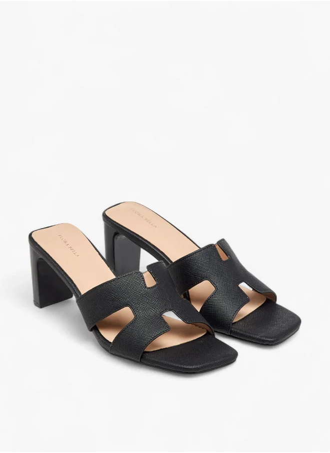 فلورا بيلا من شو إكسبرس Women's Textured Slip-On Sandals with Block Heel