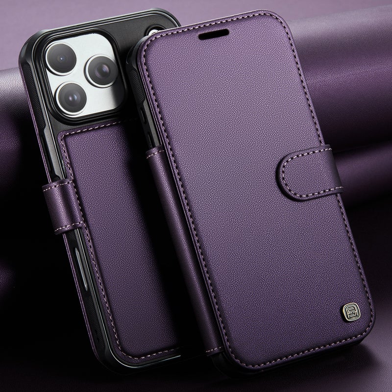 غطاء واقي بTPU باللون بنفسجي بوظيفة حامل من مادة TPU لـ iPhone 12 Pro مع حامل قائم وحامل بطاقات مع مقاوم للصدمات مع حماية من السقوط للمكتب للاستخدام الخارجي للعائلة - Image 1