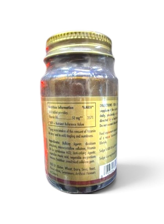 Solgar Vitamin B6, 50 mg - 100 Tablets - Image 2