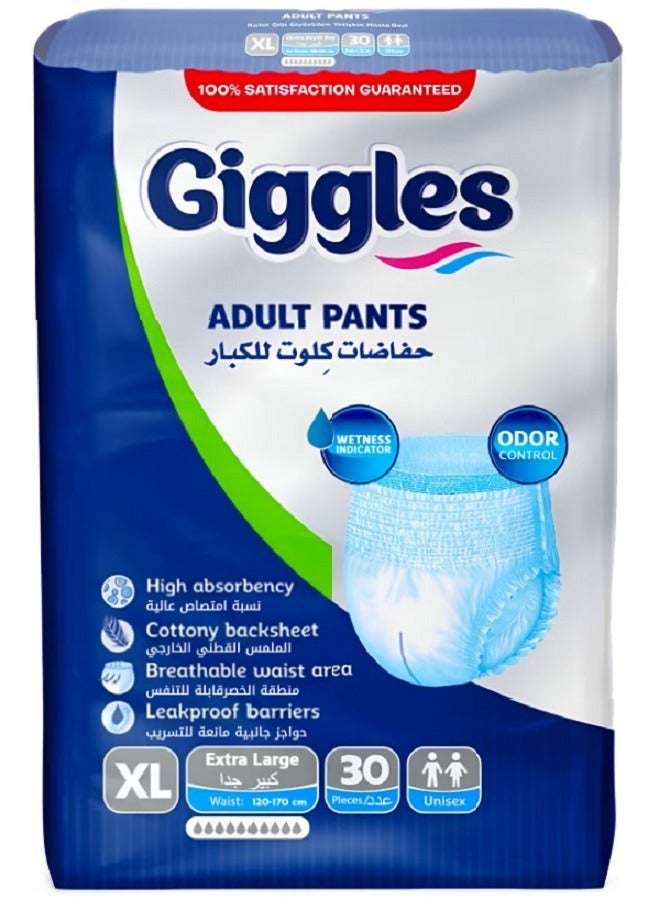 giggles Adult Pants Culotte 30 Pieces with Wetness Indicator and Odor Control XL Size (Turkish Made)  - Image 1