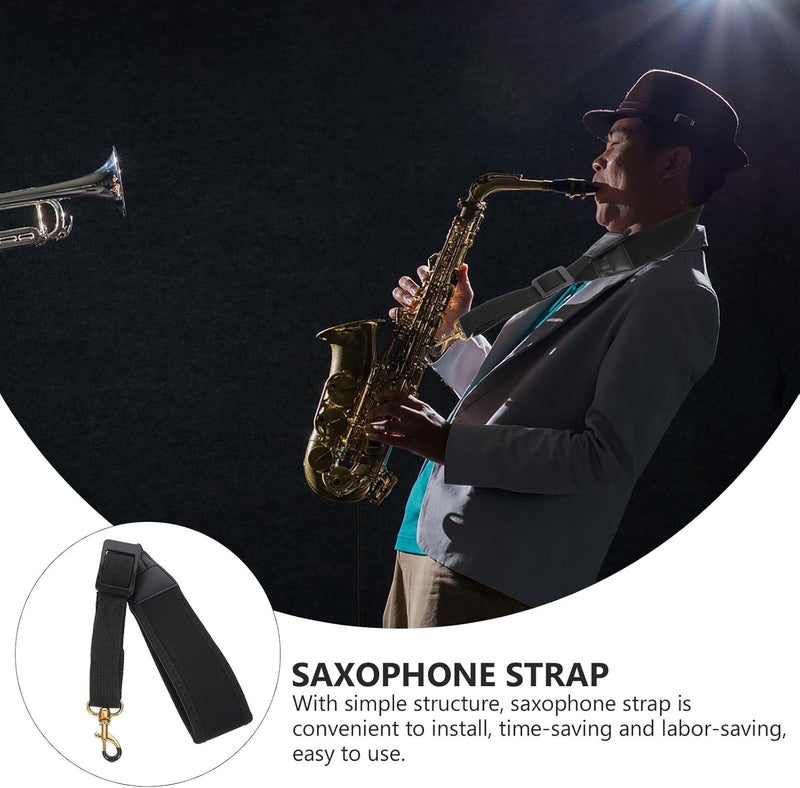 Adjustable Black Saxophone Neck Strap High Elastic Cotton Shoulder Strap for Alto Tenor Saxophone Music Instrument Accessory - Image 2