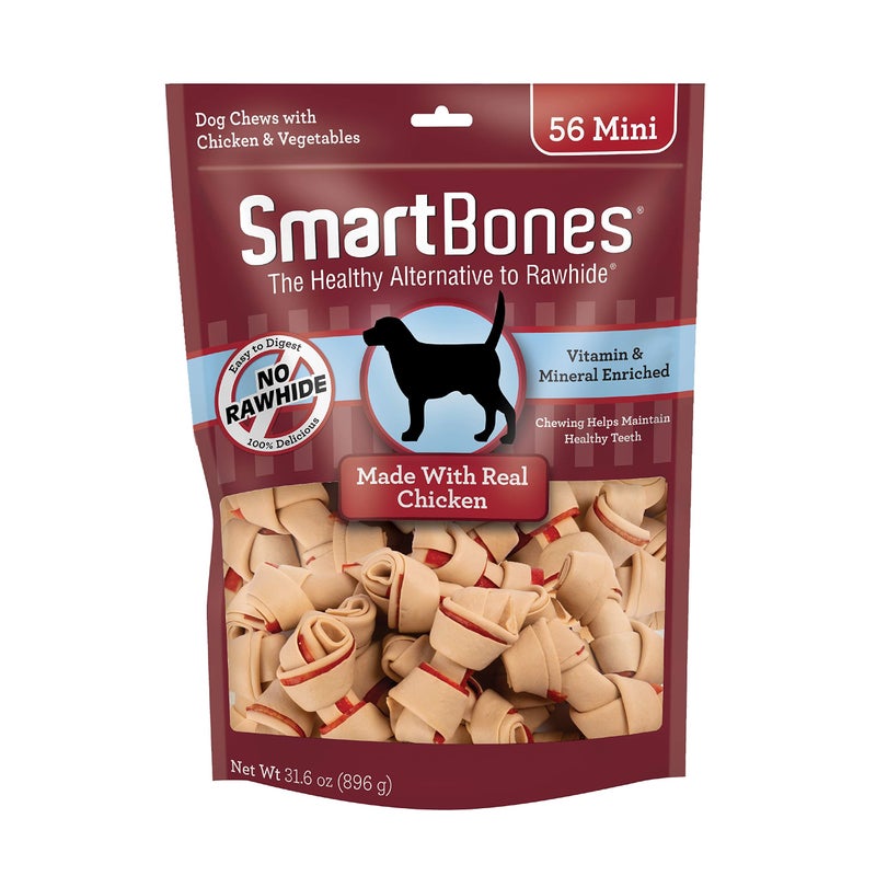SmartBones Mini Bones with Real Chicken 56 Count, Rawhide-Free Chews for Dogs - Image 1