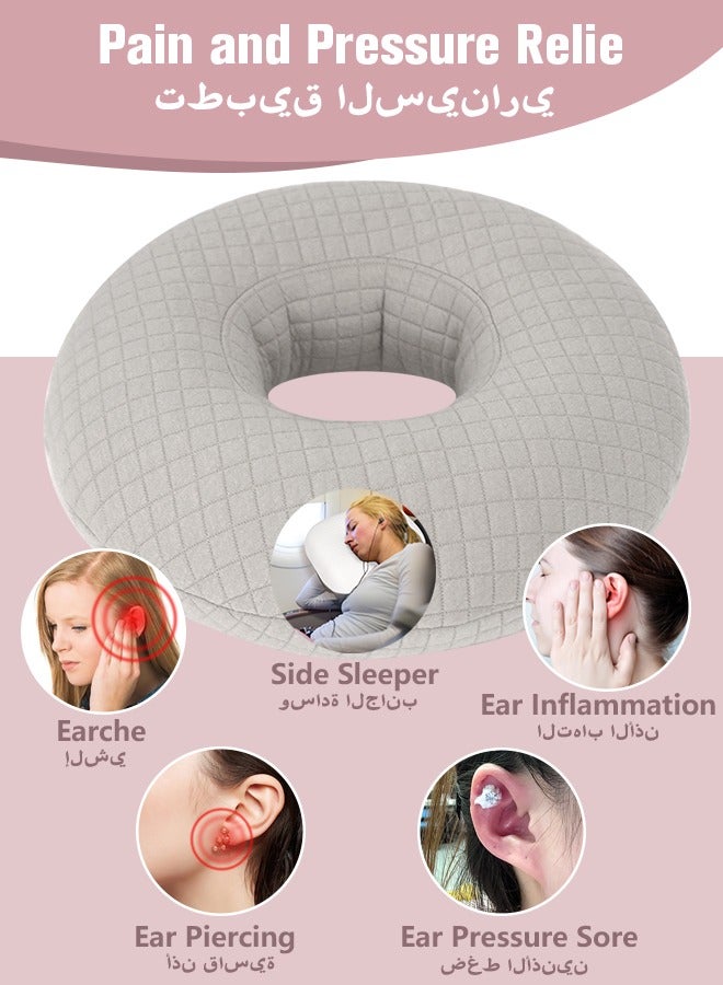 Ear Piercing Pillows for Side Sleeper with Ear Hole CNH Piercing Pillows Support Head Ear Pain Relief Ear Pressure Sore Side Sleeping Ear Guard, Grey  - Image 4
