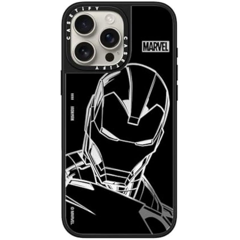 Casetify Mirror iPhone 16 Pro Max Case 【Iron Man Co-Lab/Reflective / 4.9ft Drop Protection/Compatible with Magsafe】 - Iron Man - Black - Silver on Black - Image 2