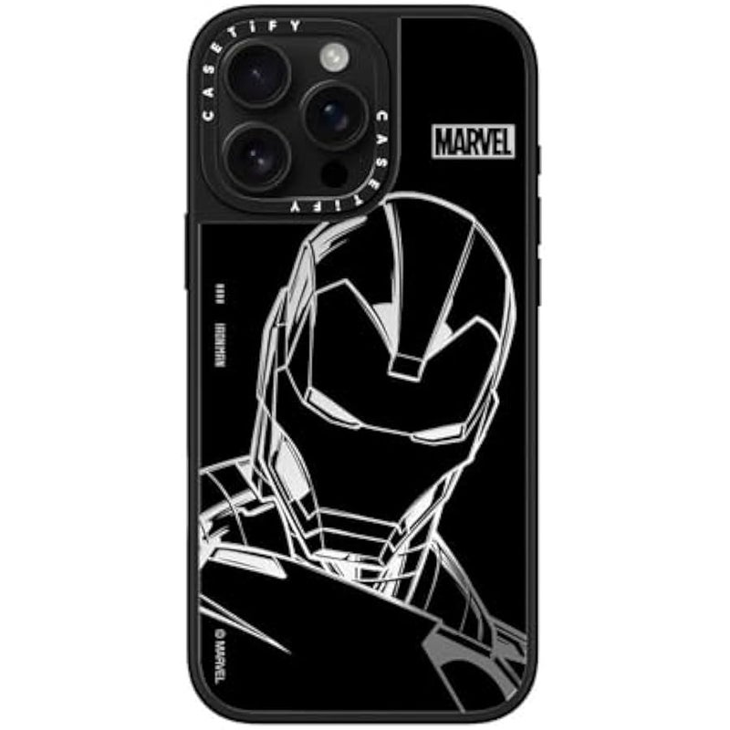 Casetify Mirror iPhone 16 Pro Max Case 【Iron Man Co-Lab/Reflective / 4.9ft Drop Protection/Compatible with Magsafe】 - Iron Man - Black - Silver on Black - Image 1