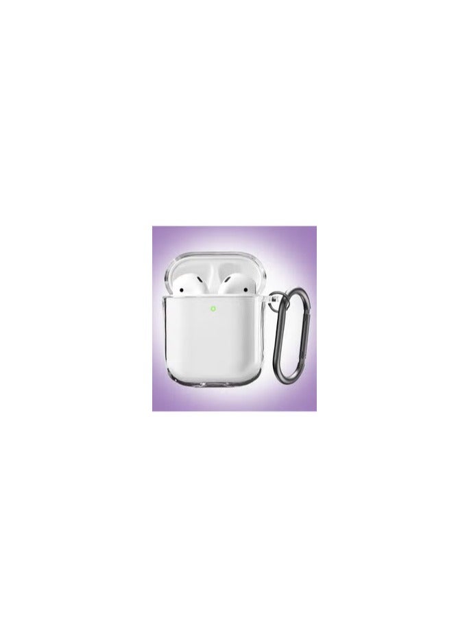 CATANES Shockproof Case For Apple AirPods 1/2 Crystal Clear Shockproof Case Transparent Ultra Slim Cover with Keychain Carabiner - Image 1